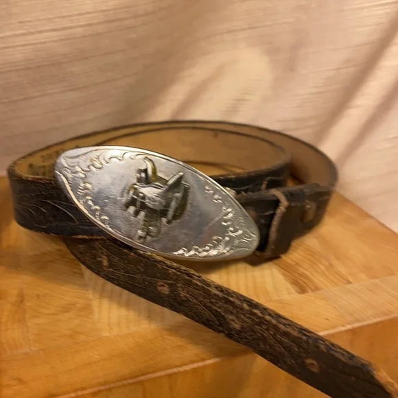 Handmade Ranchero leather vintage belt w/buckle